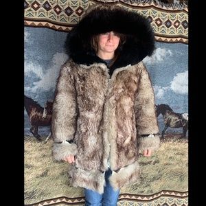 Gorgeous Vintage Alaskan-Style Lined Shearling Fur Hooded Parka